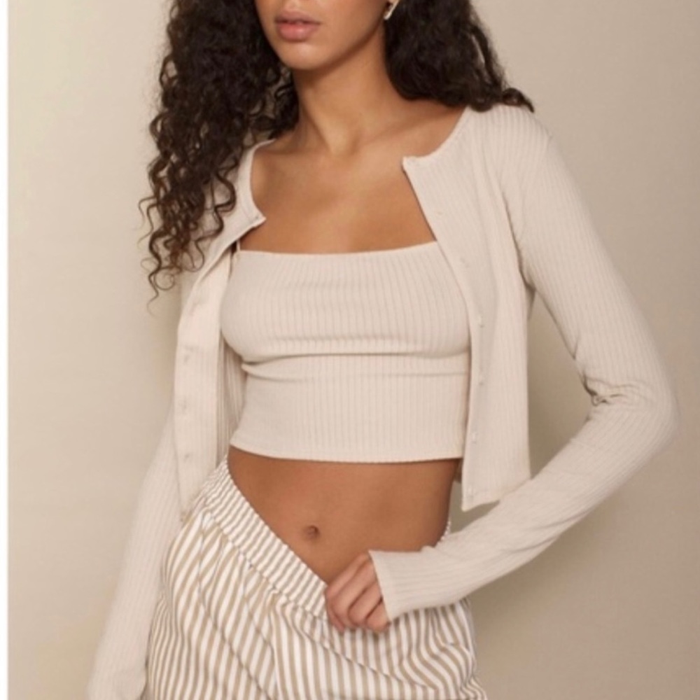 The Reformation Ruby Knit Cardigan set in Cream XS